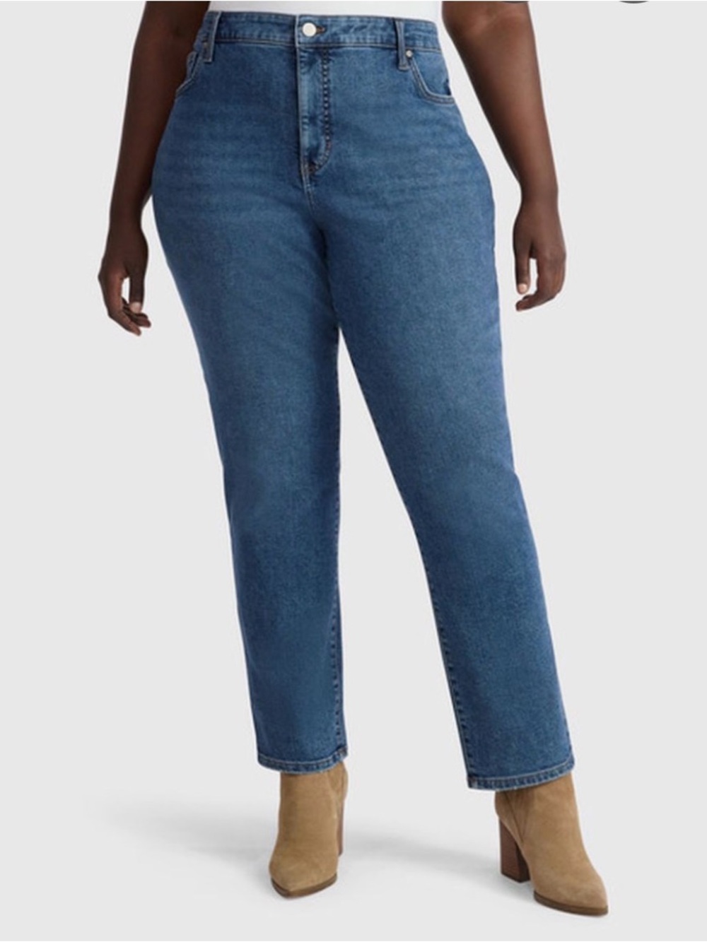 Terra & Sky High-Rise Straight Leg Jeans in Blue